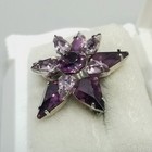 Vintage Purple Five Pointed Star Brooch Two Tone Glass Prong Set Lapel Pin