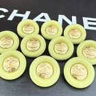 10 Chanel Buttons Green Gold Cc Logo Metal 20mm Vintage