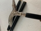 Antique Nautical Chrome Brass Head Handle Vintage Wooden Walking Stick Cane Gift