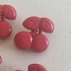 Set Of 4 Red Plastic Realistic Cherries Buttons Goofy
