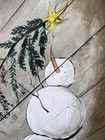 Snowman   Christmas Tree Farmhouse Folk Art Plaque Painted Wood Panel 12 X 15 5