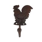 Rooster Wall Hook Hanger Cast Iron Rustic Brown Finish Antique Style