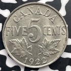 1922 Canada 5 Cents Lot c2894 Nice 