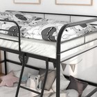 Twin Size Low Loft Bed Frame Ladders Guardrail Space-saving Black Bedroom Kids