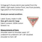 Vintage 80s Girls Guess Jeans Denim Jacket - Trucker Style Light Wash   Size 12