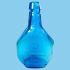 Clevenger Bros 1994 Clayton Railroad Station Vintage Blue Glass Flask Bottle Nj