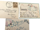 1930 s Baby Birth Announcement Greeting Cards Vintage Stork Lot  2  Postmarked