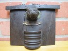 Bulldog Antique Match Holder Striker Decorative Arts Wall Plaque Wood Metal Art
