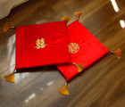 One Pair oriental Wedding Double Happiness Red Xi Kneeling Pad seat Cushions