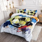  Soccer Comforter Set Boys Sports Bedding Set Twin Size For Kids Teens Hand 