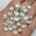 500 Silver Filigree Flower Bead Caps 10mm Fit 10-12mm Bead Jewelry Findings