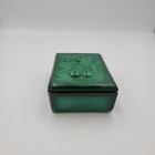 Malachite Bohemian Czech Glass Art Deco Green Trinket Ring Jewelry Box Berry