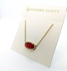 New Kendra Scott Elisa Pendant Gold Necklace In Berry Red