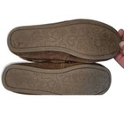 Women s Brown Leather  Faux Fur Lined Moccasin Slipper Sz 5 6