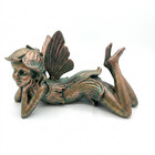 Bronze Finish Lying Fairy Statue Resin Garden Ornament Patio Yard Decor