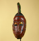 African Mask Hand Carved Wood Tribal Art Vintage Wall Display-g6184