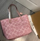 Nwt City Tote In Signature Canvas Cal49  Pink Tote Bag Women   s Bag Ship From Us