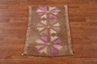 Antique Look Anatolian Nomadic Accent Rug Brown Turkish Hand-made Foyer Rug 2x3