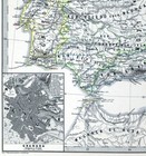 1871 Spruner Map Iberia Spain Portugal 1257-1492 Andalusia Granada Cordoba