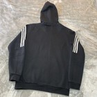 Adidas Hoodie Mens Medium Black 3-stripes Fleece Pullover Sporty Athletic