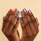 48p American Flag Press On Nails short Square Patriotic Red White Blue Fake Nail