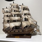 Wooden Ship Model Vintage Sail Boat Clipper Tall Ship Nautical Decor  Euc