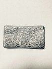 Antique Sterling Silver Business Card Holder Floral Design Hinged Monogrammed