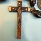 Antique Italian Rosary Large Black Seed Beads 2 25     Crucifix Italy 38   
