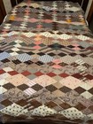 Brown Quilt Unfinished Cotton 58x88  Large Handsewn Repurpose Cutter Antique Vtg