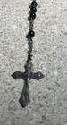 J32  Vintage Rosary Catholic Black Beads Religious Mary Jesus Crucifix Italy