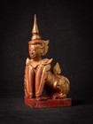 Antique Wooden Burmese Nat Statue From Burma  19th Century