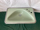 Vintage 20x12 Cast Iron Pastel Green Porcelain Old Drop In Bath Sink 55-26e