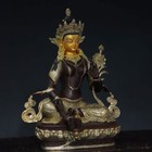 12 2  Antique Tibetan Buddhism Temple Bronze Gilt Green Tara Bodhisattva Statue