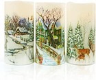 Christmas Flameless Led Candles Real Wax Set Of 3 Timer Warm Light Decor