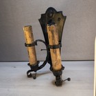 Antique Ornate Wrought Iron Candlestick Light Sconce Architectural Salvage