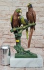 Vintage Austrian Bronze Macaws Parrot Bird Figurine On Tree Stump Figurine Sale