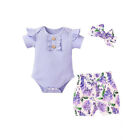 3pcs Newborn Kids Baby Girl Outfits Clothes Romper Bodysuit  Shorts Pants Outfit