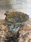 Vintage Holland Mold Peacock Ceramic Trinket Dish Hand Painted Blue gold By Ruby