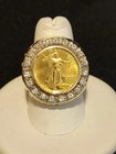 2ct Round Cut Lab Created Diamond Men s Liberty Coin Ring 14k Yellow Gold Plated