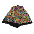 Vintage Silver Unicorn Girls Floral Shorts Size 7 Black Pink Cotton Made In Usa