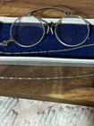 Antique Ao Foldable Pince Nez 1 10 12k White Gold Eyeglasses With Necklace Chain
