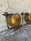 Pair Of Vintage Or Antique Brass Wall Pocket Style Double Arm Candle Holders