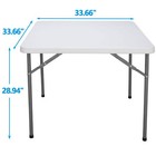 3 Ft Heavy Duty Portable Plastic Folding Table Square Card Utility Table White