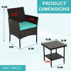 Outdoor Furniture Set 3 Piece Patio Brown Wicker Bistro Chairs Blue Cushions