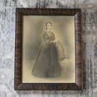 Antique Victorian Wood Tiger Stripe Picture Frame 17   x14    With Antique Photo