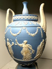Rare - 19th Century Wedgwood Blue Jasperware  great Muses  Urn trophy Vase Nice