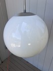 Vtg Mid Century Modern White Orb Globe Pendant Ceiling Light Swag Lamp Hanging