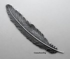  2174 Long Antiqued  925 Sterling Silver Plated Detailed Feather Component- 1 Pc