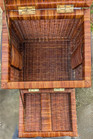 Vintage Wicker And Brass Rattan Chinoiserie Style Trunk Chest Footrest 