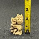 Vintage Owl Birds Sitting On Tree Stump Figurine